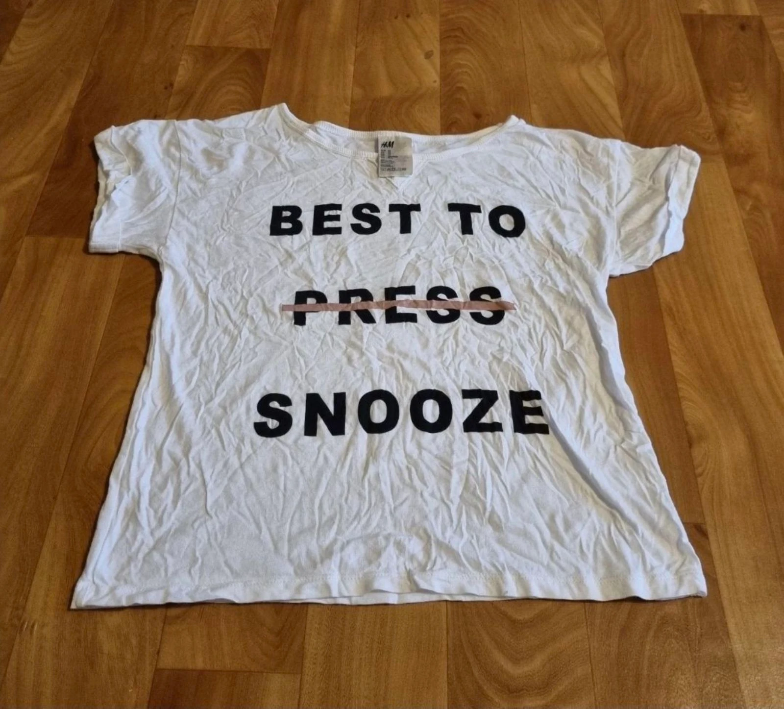 t-shirt blanc inscription noir h&m taille 34 XS